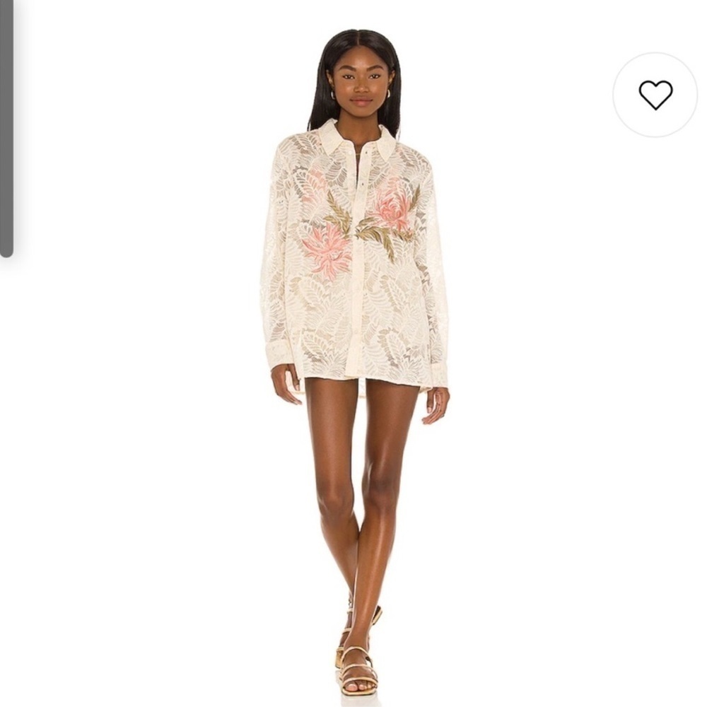 NWT revolve  Tell Your Friends Long Sleeve Shirt in Amari embroidered